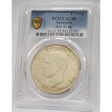 AUSTRALIA 1937 . CROWN . PCGS AU55
